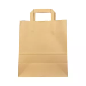 Sac traiteur kraft marron poignées plates 26+17x30cm (5D00)